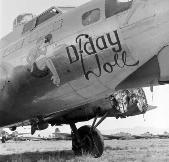 B-17 Flying Fortress "D-Day Doll" headed for the furnaces at Kingman AAF after WWII